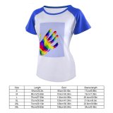 yanfind Women's Sleeve Raglan T Shirt Short Artistic Child Colorful Colourful Creative Creativity Fingers Rainbow Vibrant