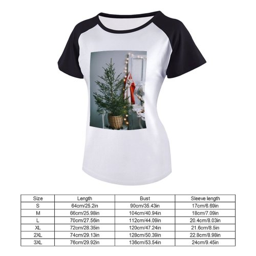 yanfind Women's Sleeve Raglan T Shirt Short Chair Christmas Decoration Tree Contemporary December Decor Design Happy Holidays Season Interior