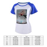 yanfind Women's Sleeve Raglan T Shirt Short Basketball Basket Court Hoop Ring Net Rim Sport Sports