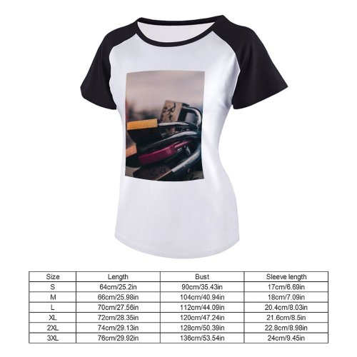 yanfind Women's Sleeve Raglan T Shirt Short Daylight Design Love Padlock Metal Outdoors Padlocks Shiny