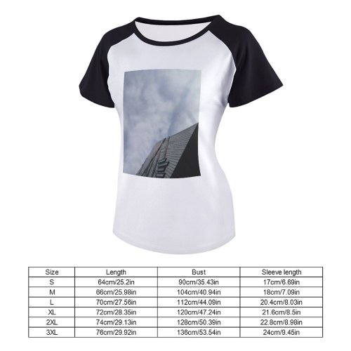 yanfind Women's Sleeve Raglan T Shirt Short Architectural Design Architecture Building City Clouds Contemporary Downtown Facade Futuristic Shot