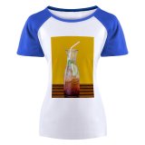 yanfind Women's Sleeve Raglan T Shirt Short Beverage Cocktail Cool Glass Icee Juice Lime Liquid Pitcher Refreshing Refreshment Straw