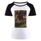 yanfind Women's Sleeve Raglan T Shirt Short Big Cat Carnivore Dangerous Felidae Grass Park Wild Wildlife