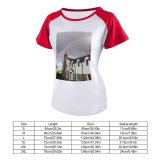 yanfind Women's Sleeve Raglan T Shirt Short Architecture Building Chimney Cloudy Colorful Contemporary Cottage Countryside Dark Dwell Evening Exterior