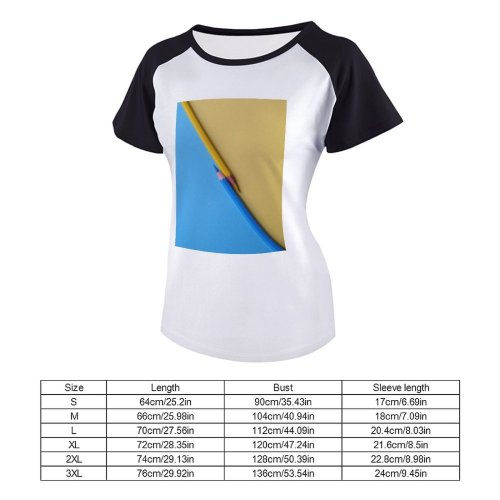 yanfind Women's Sleeve Raglan T Shirt Short Art Materials Pencils Coloring Contrast Creative Daylight Design Half Sharp Sharpened
