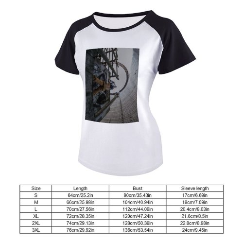 yanfind Women's Sleeve Raglan T Shirt Short Architecture Building Chernobyl Concrete Construction Daytime Iron Shot Metal Outdoors