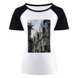 yanfind Women's Sleeve Raglan T Shirt Short Ancient Architecture Buildings Castle City Daylight Exterior Facade Gargoyle Goth Like Gothic
