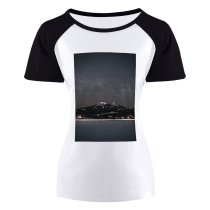 yanfind Women's Sleeve Raglan T Shirt Short Astronomy Beach Dark Evening Frozen Island Landscape Lights Night Sky Nightsky