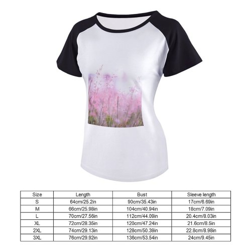 yanfind Women's Sleeve Raglan T Shirt Short Depth Field Flora Flowers Garden Grass Hayfield Landscape Laptop Season