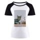 yanfind Women's Sleeve Raglan T Shirt Short Cats Cat Eyes Fur Furry Little Mammals Tabby Whiskers