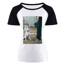 yanfind Women's Sleeve Raglan T Shirt Short Adorable Cute Dog Outdoors Pet Puppy