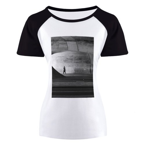 yanfind Women's Sleeve Raglan T Shirt Short Art Cool Empty Light Retro Space Street Transport Travel Tunnel Walk
