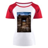 yanfind Women's Sleeve Raglan T Shirt Short Ancient Archaeology Architecture Brick Construction Historic Hole Landmark Landscape Monument Outdoors Rocks