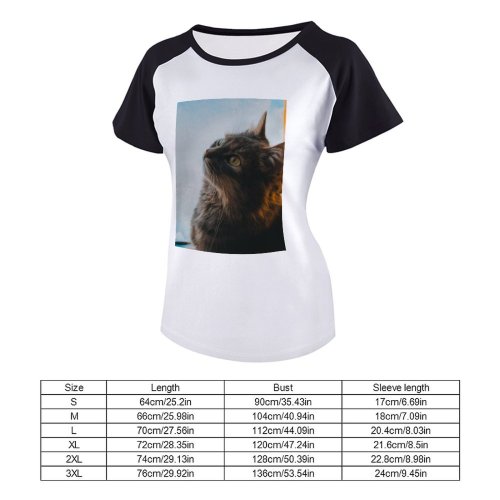 yanfind Women's Sleeve Raglan T Shirt Short Cat Cute Kitty Pet