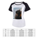 yanfind Women's Sleeve Raglan T Shirt Short Cat Cute Kitty Pet