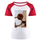 yanfind Women's Sleeve Raglan T Shirt Short Ball Basketball Basket Court Hoop Ring Game Rim Score Shoot Shot Sport