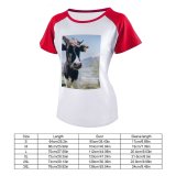 yanfind Women's Sleeve Raglan T Shirt Short Agriculture Cattle Cow