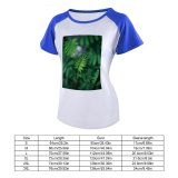 yanfind Women's Sleeve Raglan T Shirt Short Growth Leaves Macro Plant Selective Focus