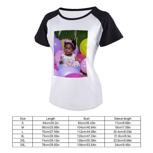yanfind Women's Sleeve Raglan T Shirt Short Balloons Birthday Child Cute Decoration Fun Girl Happiness Joy Kid Party