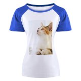 yanfind Women's Sleeve Raglan T Shirt Short Adorable Cat Curiosity Cute Eyes Fur Kitten Kitty Little Magazines Paws Pet