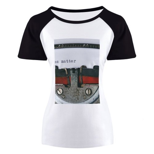 yanfind Women's Sleeve Raglan T Shirt Short Bond Classic Letter Press Machine Mechanical Typewriter Obsolete Old School Retro