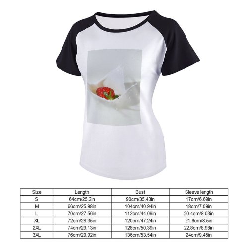 yanfind Women's Sleeve Raglan T Shirt Short Berry Closeup Cream Creamy Dairy Delicious Drop Facebook Falling Freshness