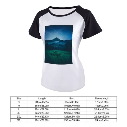 yanfind Women's Sleeve Raglan T Shirt Short Countryside Crop Cropland Farm Farmland Field Grass Landscape Mother Outdoors