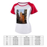 yanfind Women's Sleeve Raglan T Shirt Short Architectural Design Architecture Building Istanbul Street Town