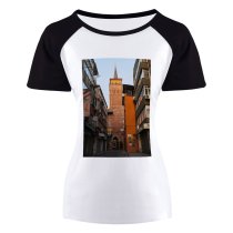 yanfind Women's Sleeve Raglan T Shirt Short Architectural Design Architecture Building Istanbul Street Town