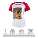 yanfind Women's Sleeve Raglan T Shirt Short Cat Focus Fur Furry Pet Whiskers