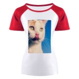 yanfind Women's Sleeve Raglan T Shirt Short Cat Face Fur Kitten Nose Pet Portrait