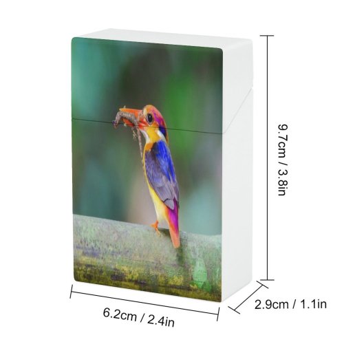 yanfind Cigarette Case Wildlife Vibrant River Watching Tropical Fish Kingfisher Fishing Feather Lake Beauty Hard Plastic Crushproof Cigarette Case