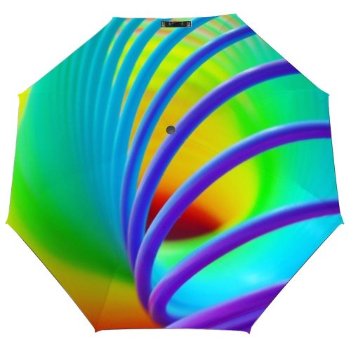 yanfind Umbrella Manual Saturated Growth Bending Futuristic Toy Pulling Bandwidth Rainbow Defocused Moving Vitality Windproof waterproof anti-ultraviolet protection golf umbrella