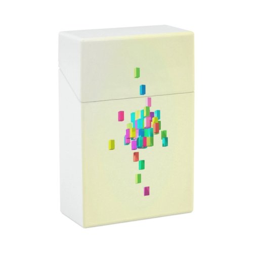 yanfind Cigarette Case Puzzle Computing Futuristic Data Block Neon Virtual Generated Creativity Imagination Augmented Cube Hard Plastic Crushproof Cigarette Case