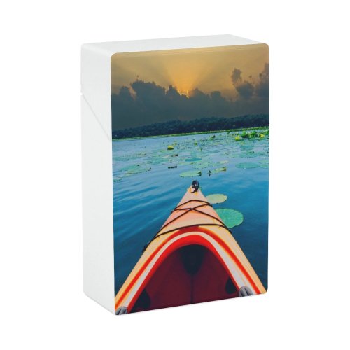 yanfind Cigarette Case Saturated Pursuit Leisure Beauty Kayak Posterized Recreational Sport Wisconsin Lake Vibrant Hard Plastic Crushproof Cigarette Case