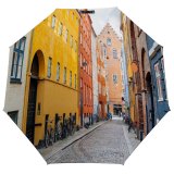 yanfind Umbrella Manual Old Stone Tranquility Denmark Idyllic Place Cobblestone Bicycle Journey Exterior Window Region Windproof waterproof anti-ultraviolet protection golf umbrella