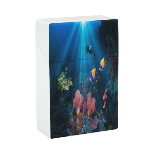 yanfind Cigarette Case Tranquility Fish Coral Caucasian Undersea Beauty Scuba Soldierfish Ecosystem Andaman Sea Distant Hard Plastic Crushproof Cigarette Case