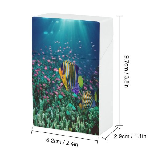 yanfind Cigarette Case Bottom Ecosystem Undersea Side Sunlight Sea Vibrant Tropical Fish Digital Hard Plastic Crushproof Cigarette Case