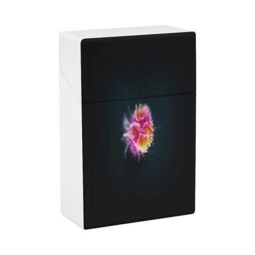 yanfind Cigarette Case Blurred Purple Exploding Vibrant USA Abstract Face Surreal Art Eyeshadow Powder High Hard Plastic Crushproof Cigarette Case