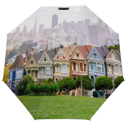 yanfind Umbrella Manual Tree Place Houses Victorian Residential Exterior Tilt District Cultures History Windproof waterproof anti-ultraviolet protection golf umbrella