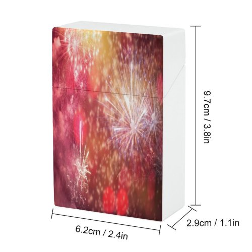 yanfind Cigarette Case Glowing Display Blurred Year's Natural Night Sparks Eve Structure Sky Explosive Hard Plastic Crushproof Cigarette Case