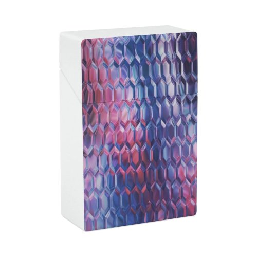 yanfind Cigarette Case Space Glowing Strength Grid Futuristic Hologram Neon Metallurgy Hexagon Refraction Lighting Glamour Hard Plastic Crushproof Cigarette Case