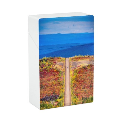 yanfind Cigarette Case Lane Car Desert Tundra Beauty Journey Wilderness Scenics Highway Driving Arctic Hard Plastic Crushproof Cigarette Case