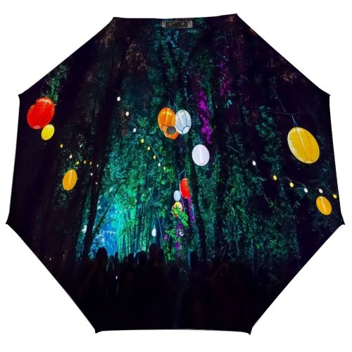 yanfind Umbrella Manual Zagreb Illuminated Social Headlights Caught Outdoors Chandelier Silhouette Nightlife Party Lighting Dark Windproof waterproof anti-ultraviolet protection golf umbrella