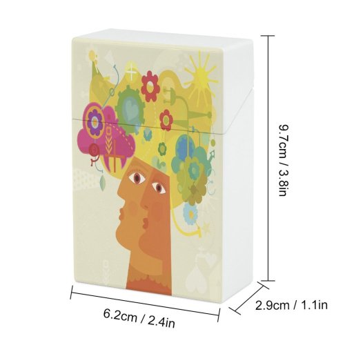 yanfind Cigarette Case Cheerful Positive Happiness Emotion Lifestyles Internal Reflection Brain Fantasy Topics Luck Hard Plastic Crushproof Cigarette Case