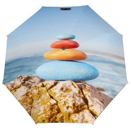 yanfind Umbrella Manual Sky Simplicity Healthy Idyllic Horizon Scene Over Cairn Travel Stack Outdoors Balanced Windproof waterproof anti-ultraviolet protection golf umbrella