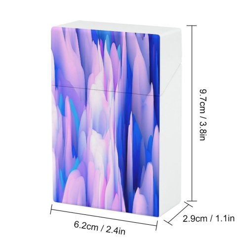 yanfind Cigarette Case Space Digital Futuristic Smooth Optical Hologram Neon Defocused Virtual Generated Lighting Hard Plastic Crushproof Cigarette Case