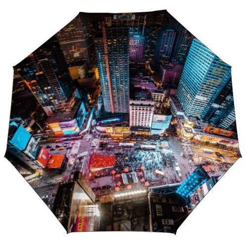 yanfind Umbrella Manual Nightlife Neon Exterior Aerial Lighting York Night Urban Street Built Structure Windproof waterproof anti-ultraviolet protection golf umbrella