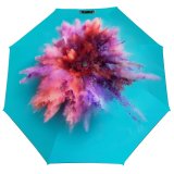 yanfind Umbrella Manual Turquoise Powder Art Abstract Hot Motion Elegance Mid Beauty Purple Shot Studio Windproof waterproof anti-ultraviolet protection golf umbrella