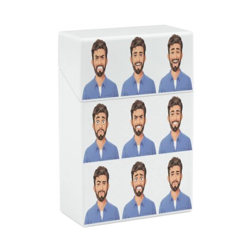 yanfind Cigarette Case Cheerful Austria Facial Positive Happiness Emotion Young Expression Negative Confusion Beard Furious Hard Plastic Crushproof Cigarette Case